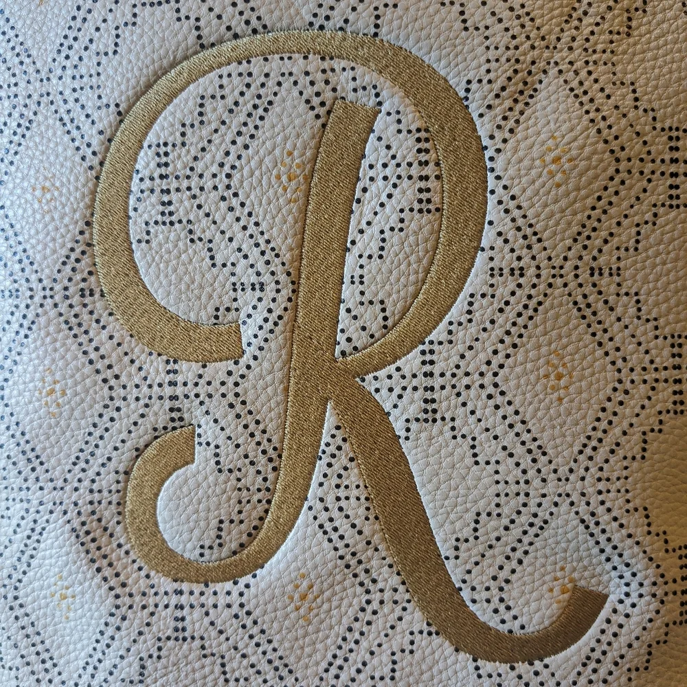 Thirty-One All Around Town Tote Printed Faux Leather with Gold Embroidered R - Picture 2 of 10